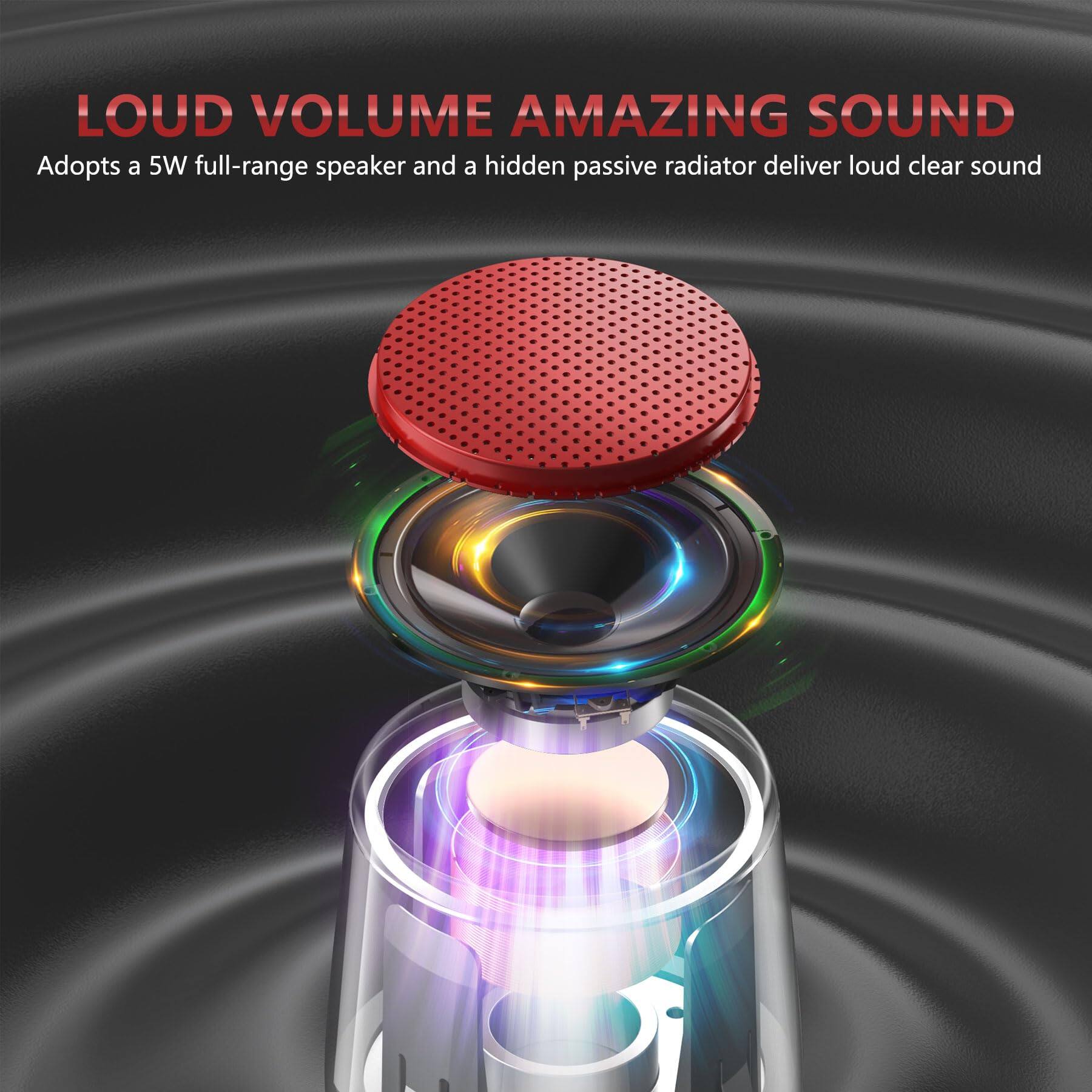 LOUD VOLUME AMAZING SOUND  
Adopts a 5W full-range speaker and a hidden passive radiator to deliver loud clear sound