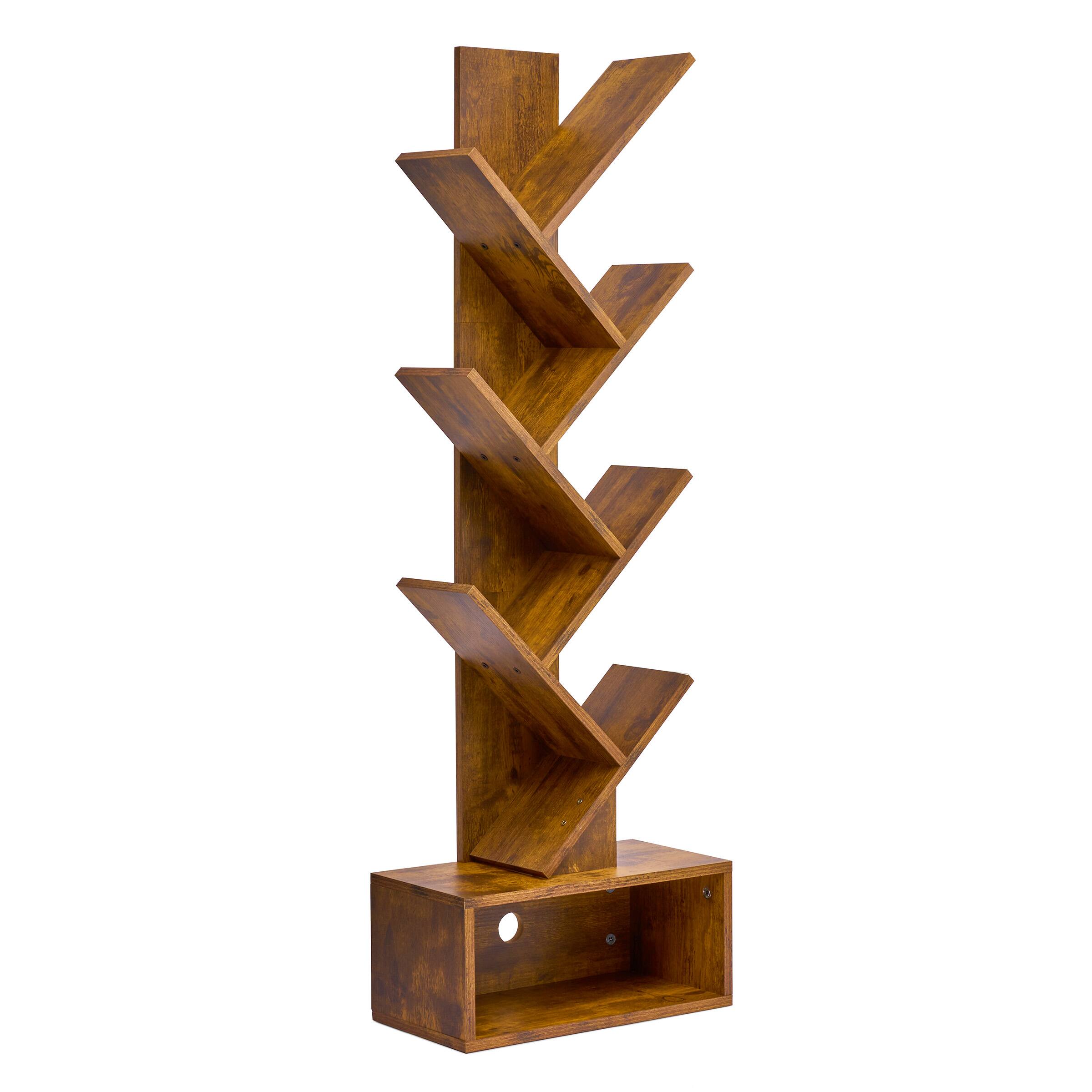 Sorbus - 7-Tier Zigzag Tree Bookcase with Open Drawer for Books, Decor, and Accessories - Space-Saving Organizer Unit - Brown price history on PriceWatchPro