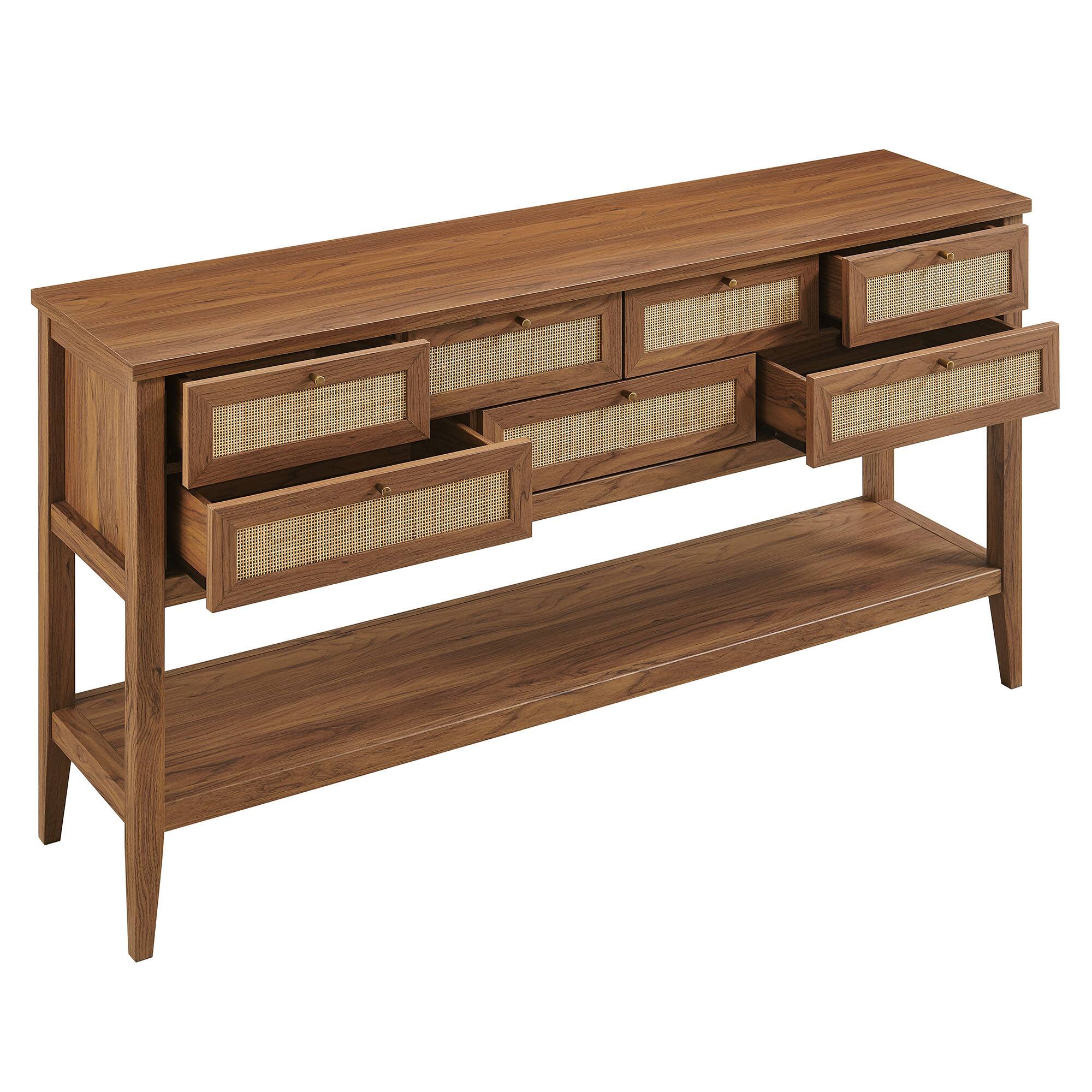 Alt View 4. Modway - Soma 62 Inch Rattan Console Table by Modway - Walnut.