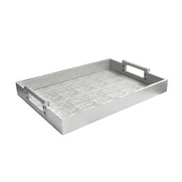 American Atelier - Leather Tray With Handles - Silver