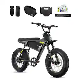 Juiced Bikes - Scrambler Hardtail eBike (Max 60mi/28mph) + Headplate/Handlebar Bag & Pad/Fenders/Sticker Pack - Asphalt Lemonade