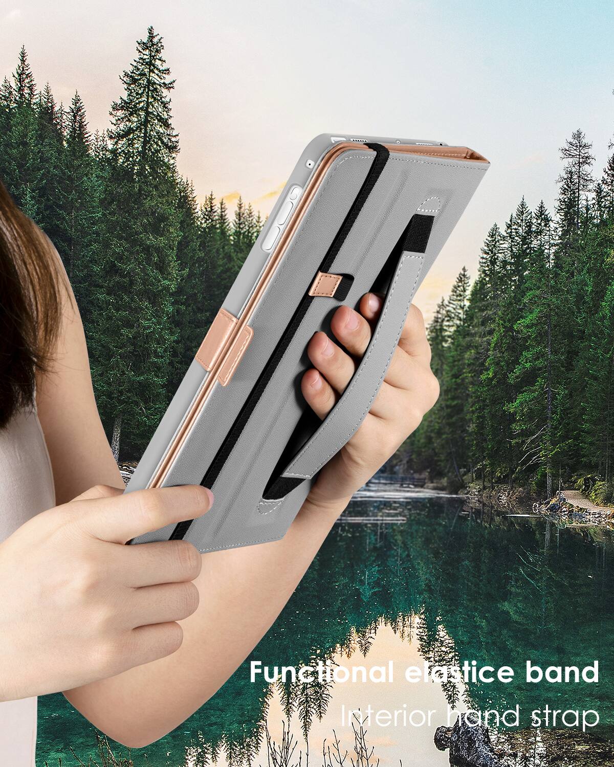 Functional elastic band  
Interior hand strap