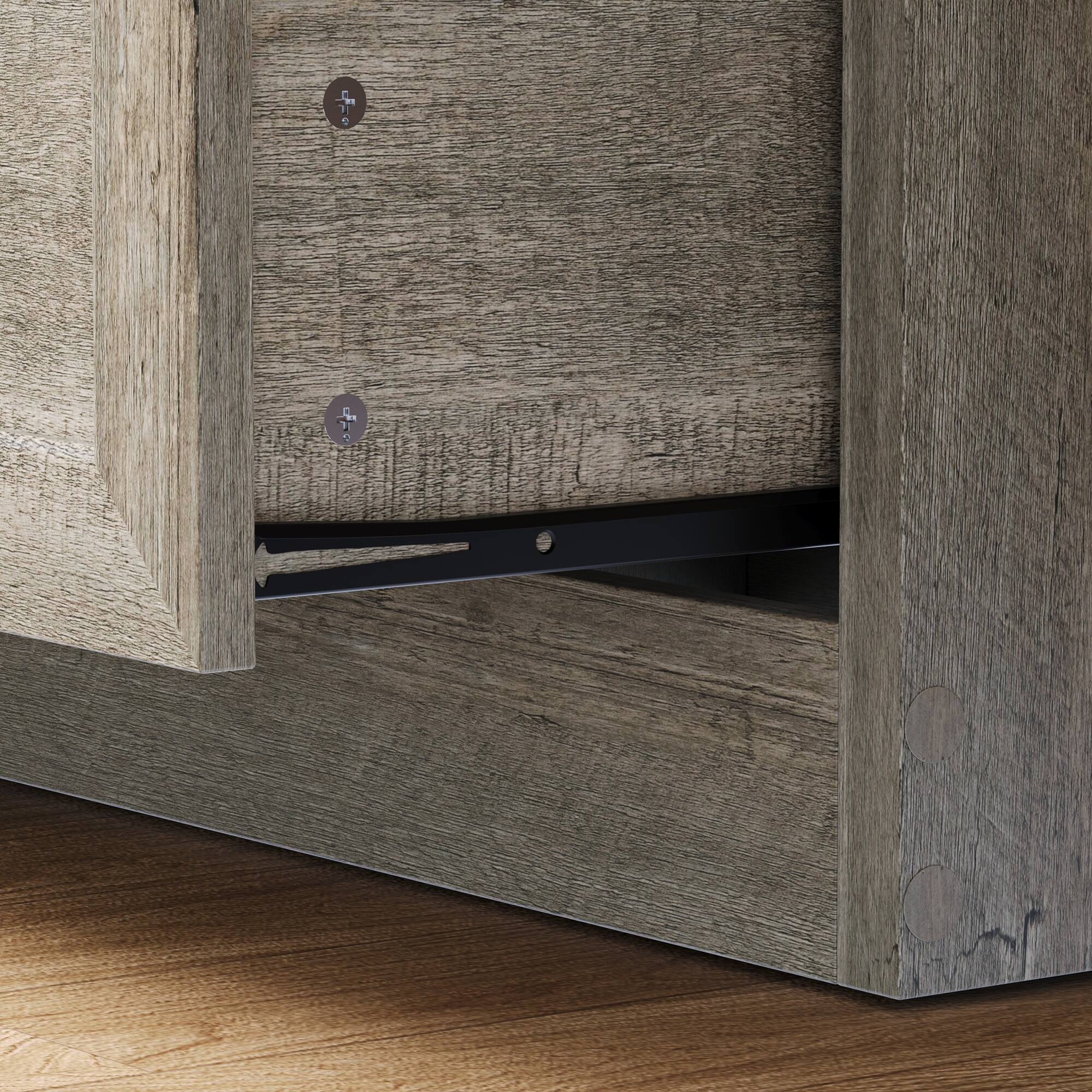 Alt View 9. Famapy - Famapy Vintage Wood - Grain Storage & Display Cabinet with Glass Doors - Gray.