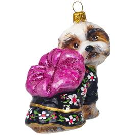 Joy to the World Collectibles - Joy to the World Shih Tzu in Silk Kimono Polish Glass Christmas Ornament - Multicolor