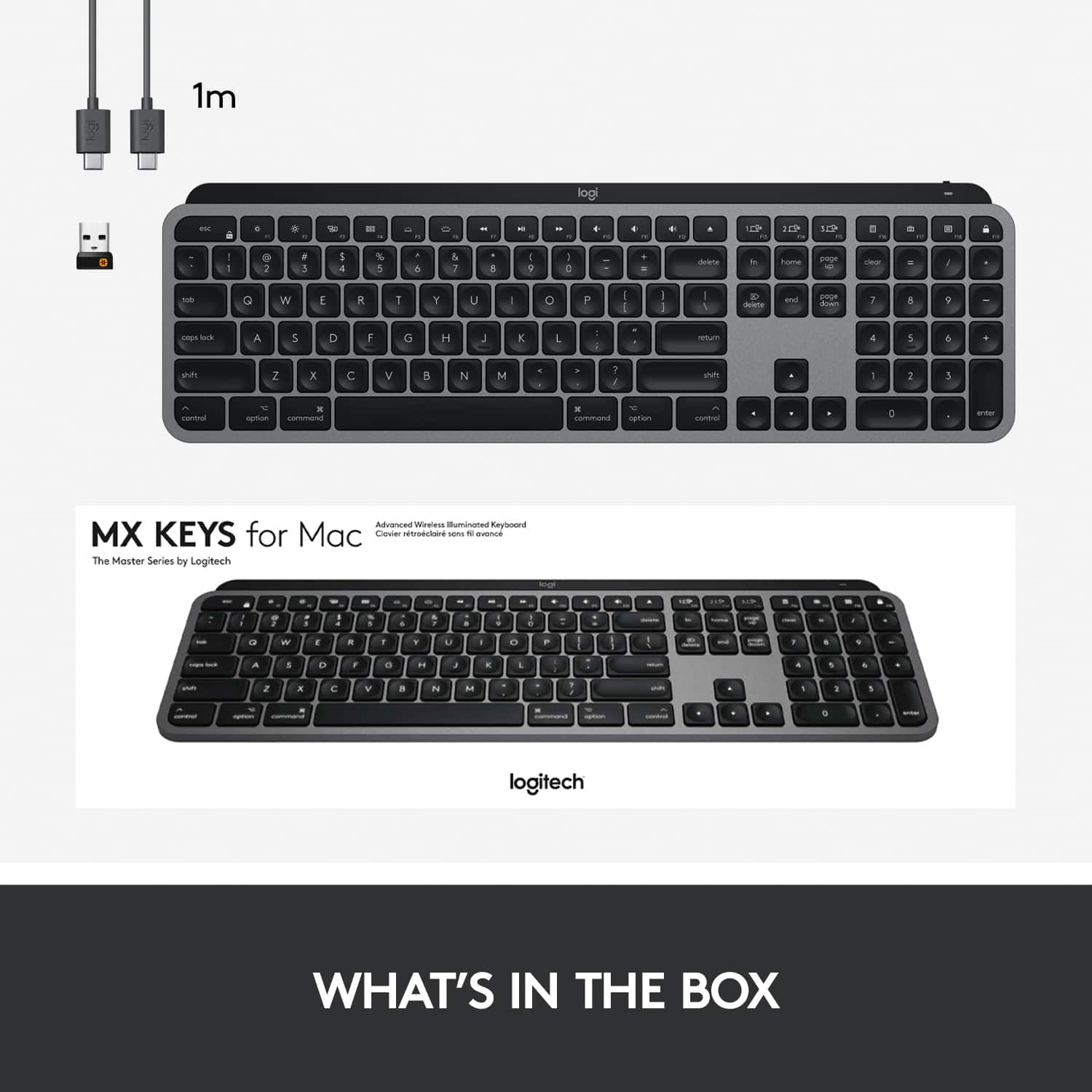 Hot Logitech MX Keys Wireless Membrane Smart Illumination Mac Keyboard in Space Gray