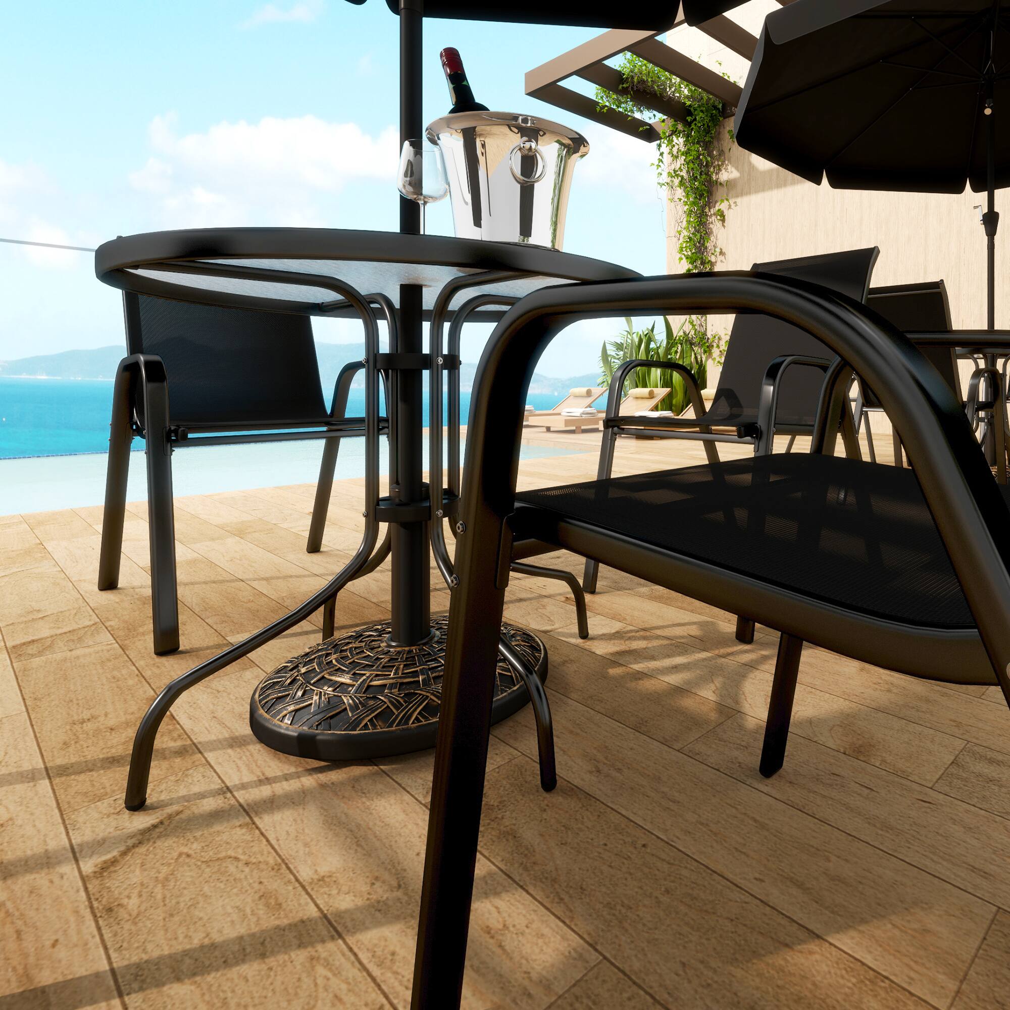 Alt View 5. Outsunny - 19" Patio Umbrella Base, 26 lbs Umbrella Stand, Round Patio Umbrella Holder for 1.5"/1.9" Umbrella Poles - Bronze.