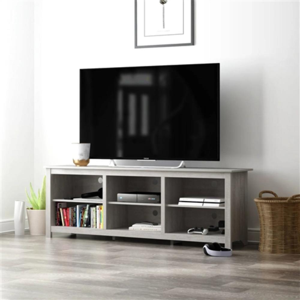 Left. Hivvago - Farmhouse Style TV Stand in Light Grey Oak Wood Finish - for TVs up to 70-inch - Light Grey Oak.