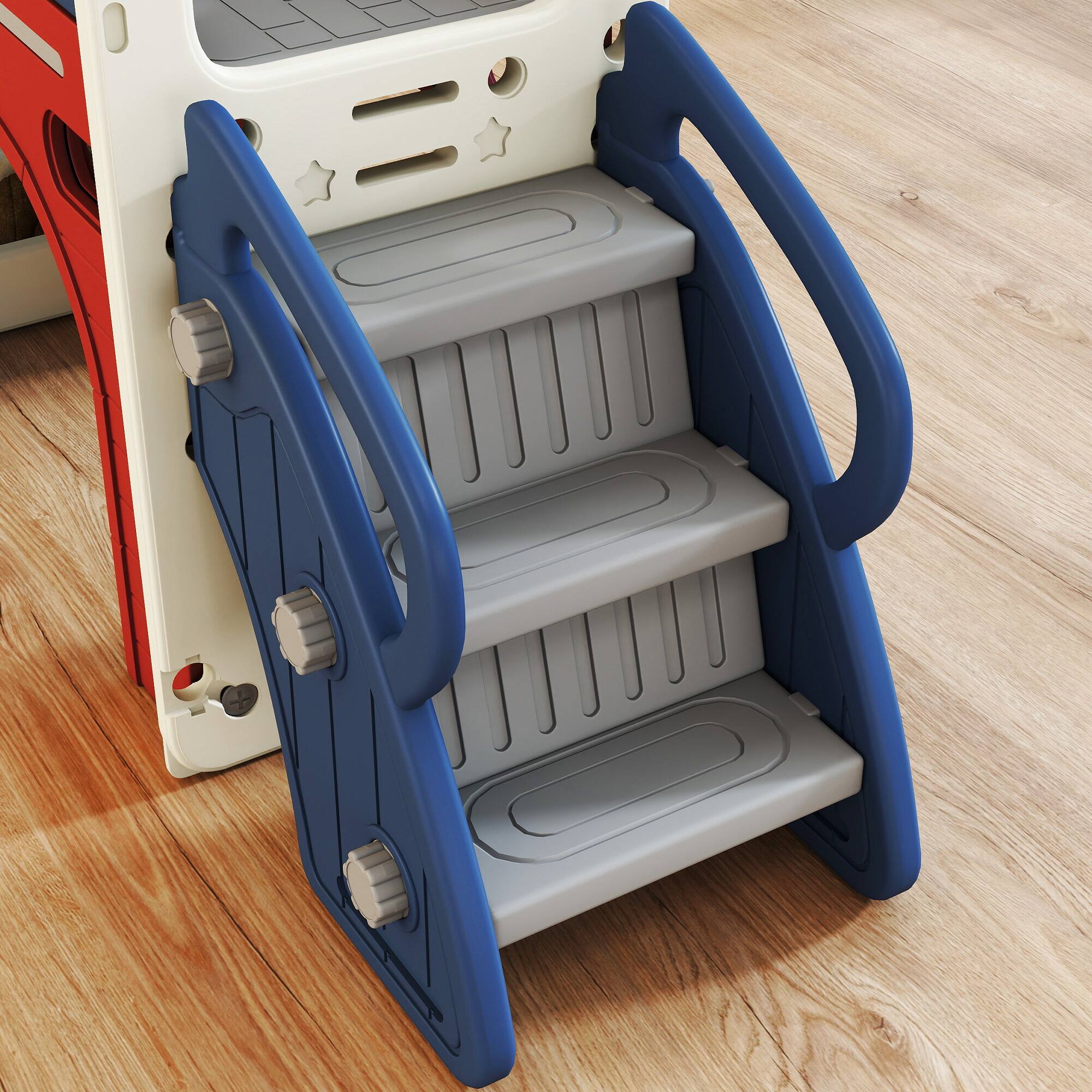 Alt View 5. Qaba - 8 in 1 Toddler Slide Set, Kids Climber Slider with Basketball Hoop and Ball, Ring Toss, Telescope, Storage, Playground.