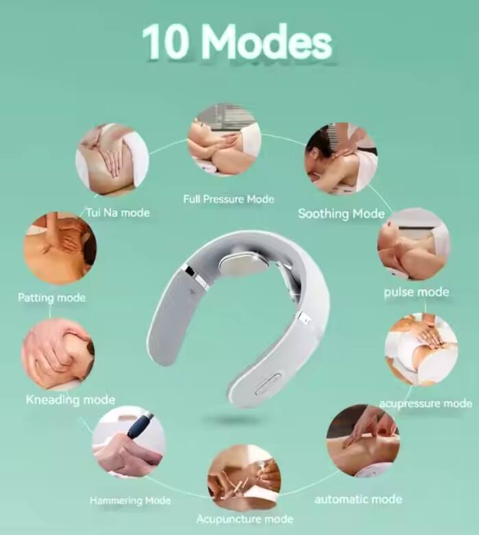 10 Modes

- Tui Na mode
- Full Pressure Mode
- Soothing Mode
- Patting mode
- Pulse mode
- Kneading mode
- Acupressure mode
- Hammering Mode
- Acupuncture mode
- Automatic mode