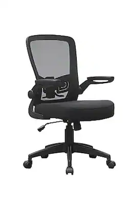 Boss Office Products - Boss Flip Arm Ergonomic Mesh/Fabric Swivel Task Chair, (B6366BK-BK) - Black