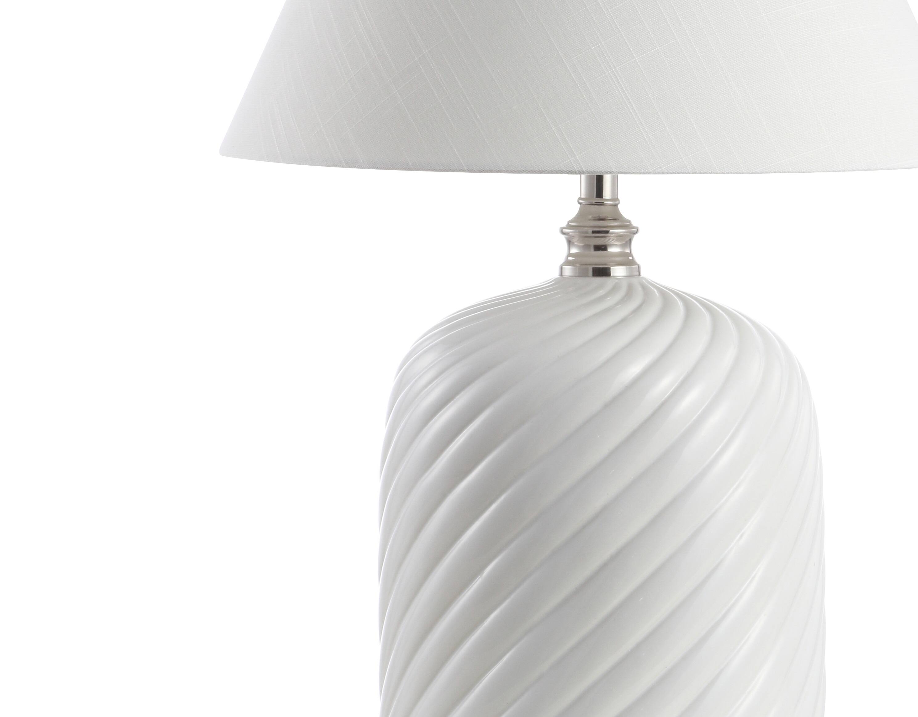 Alt View 4. Jonathan Y - Serge Swirl 28.5" Ceramic Bohemian Glam LED Table Lamp, White - White.