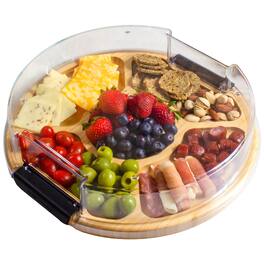 Totally Bamboo - Flip, Serve & Store Round Charcuterie Board with Locking Lid