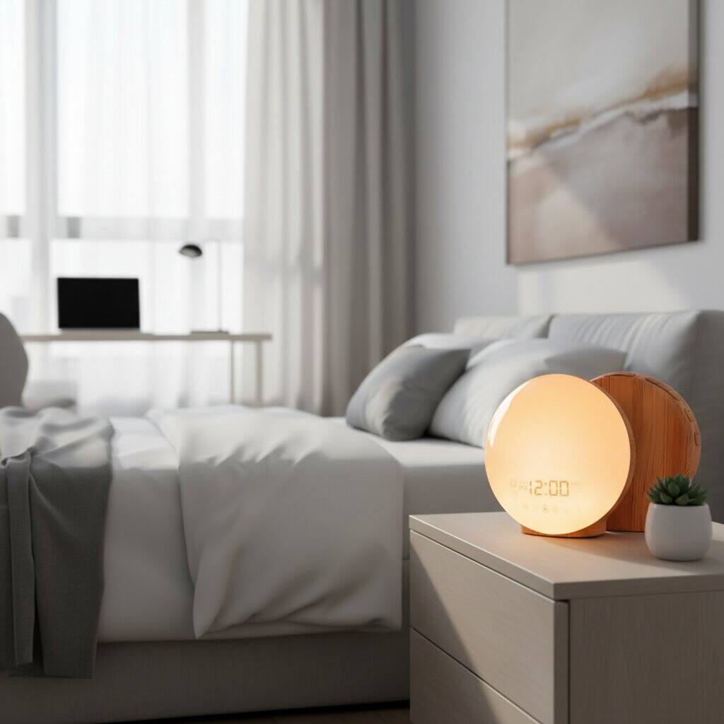 Alt View 2. Dazzed Corner - Sunrise Alarm Clock for Heavy Sleepers, Wake Up Light - Wood.