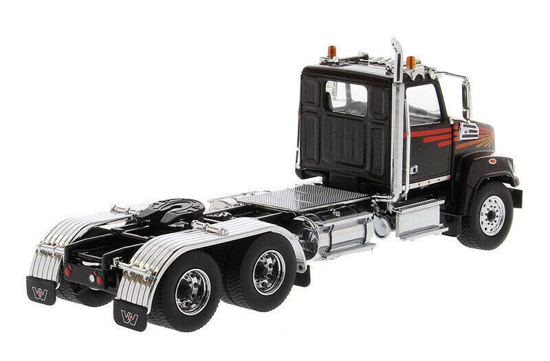 Alt View 3. Diecast Masters - Western Star 4700 SF Tandem Day Cab Tractor Metallic Black 1/50 Diecast Model by Diecast Masters.