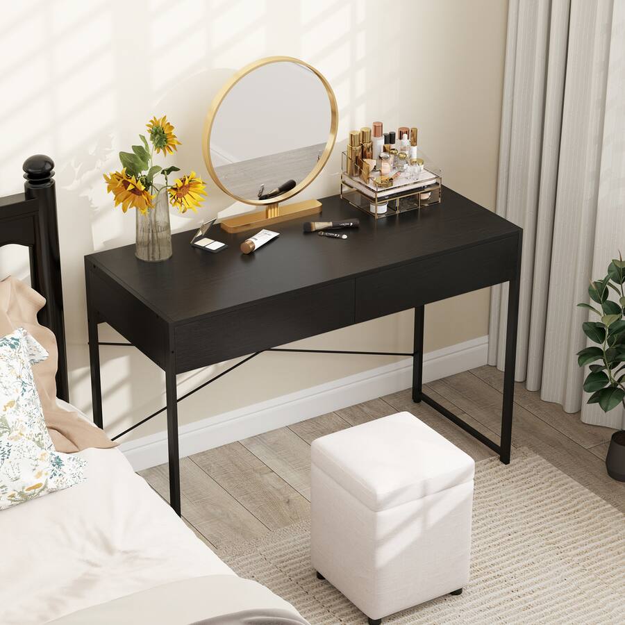 Gymax Modern 2 Drawer Computer Desk w/ Reinforced Heavy Duty Metal ...