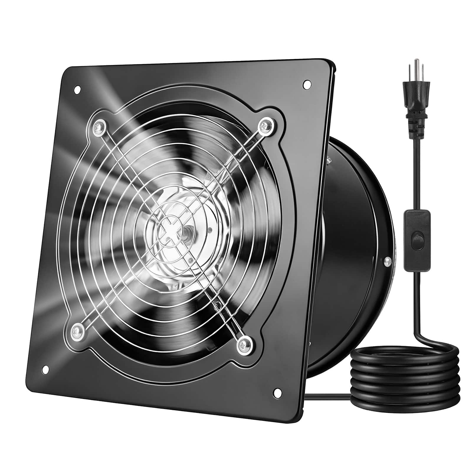 VEVOR - 8 Inch Exhaust Fan, 576 CFM High Velocity Wall Mount Vent Fan with On/Off Control, Low Consumption - Black