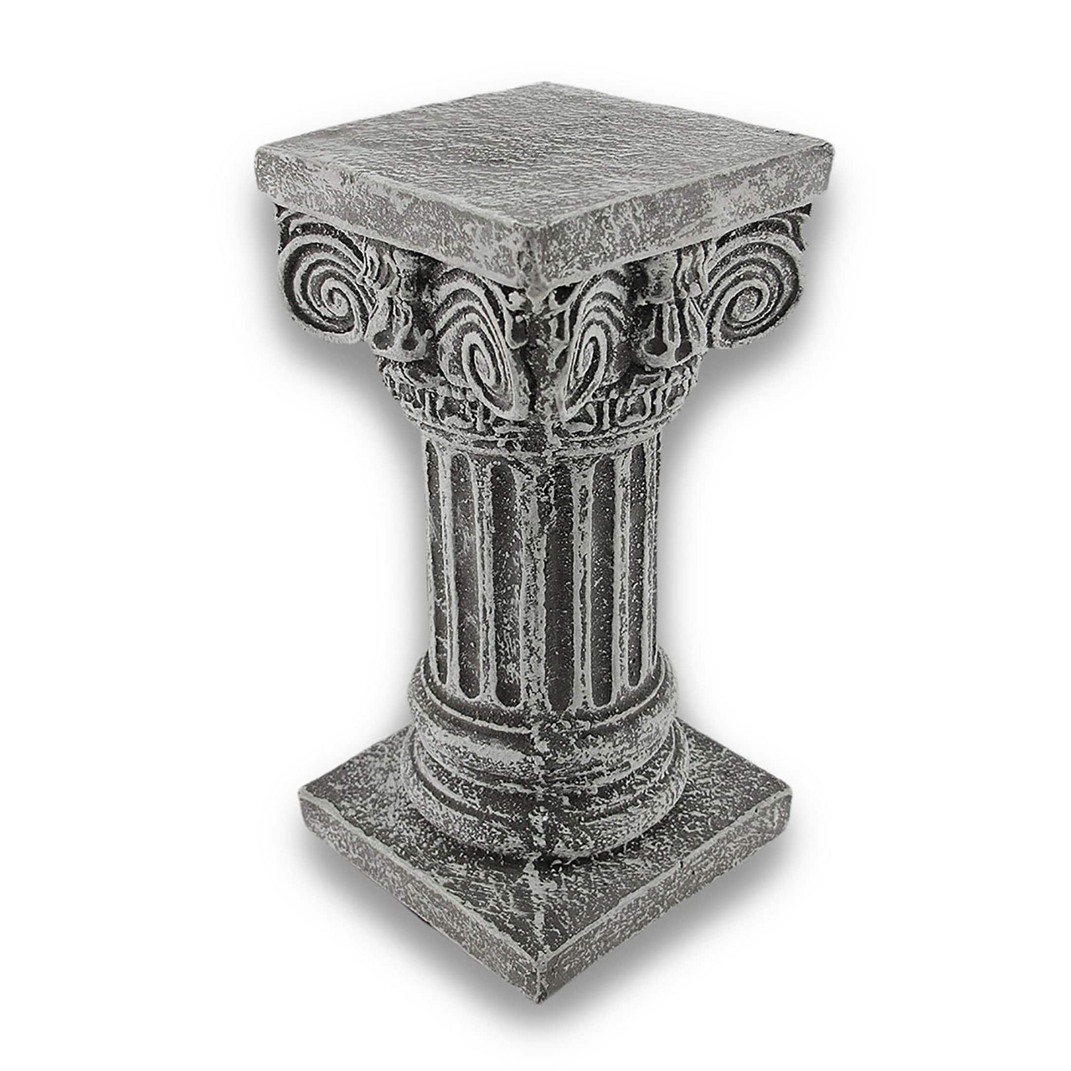 Zeckos - Solid Concrete Roman Pillar Mini Statue Pedestal - Gray