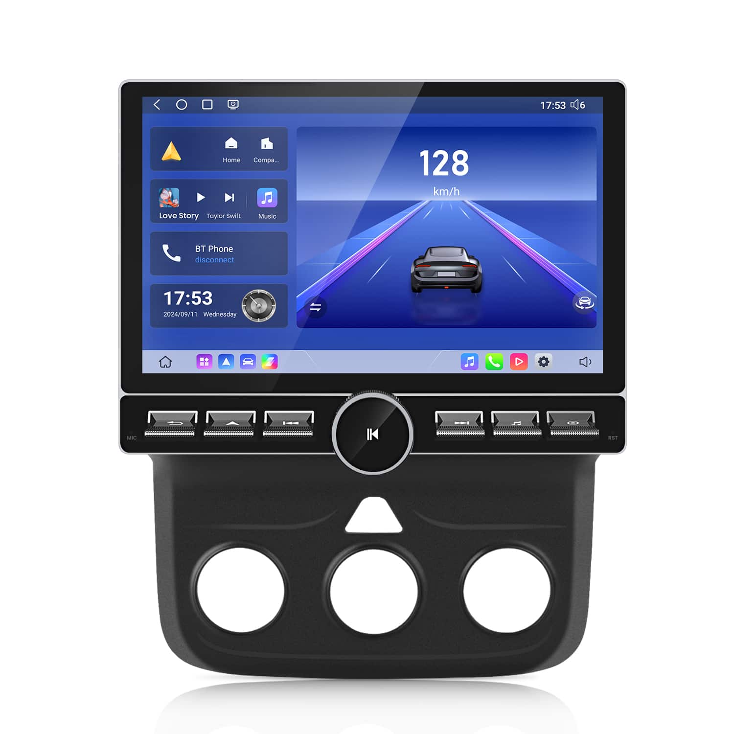 Junsun - 2+64GB Android 15 carplay 10.6"Car Stereo Radio GPS Navi WIFI RDS DSP SWC BT FM For Dodge Ram 1500 2500 3500 2013-2018 - Black