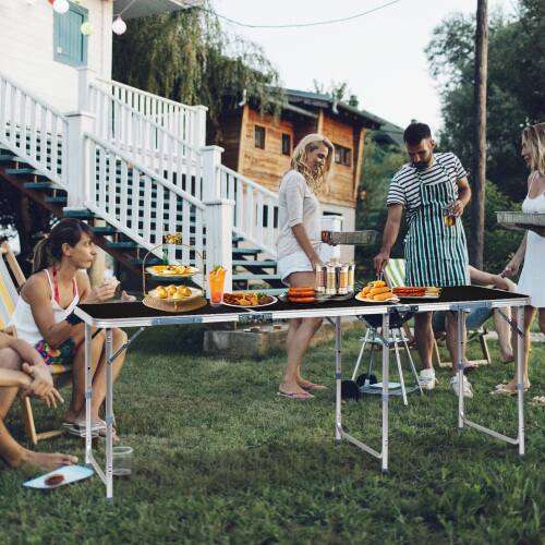 Alt View 7. Winado - 6FT Portable Folding Camping Table with Carry Handle, Adjustable Height for Party Picnic Outdoor Patio Garden Indoor - Black.