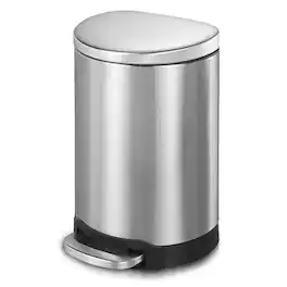 Innovaze - 10.6 Gal./40 Liter Stainless Steel Semi-round Step-on Trash Can for Kitchen - Silver