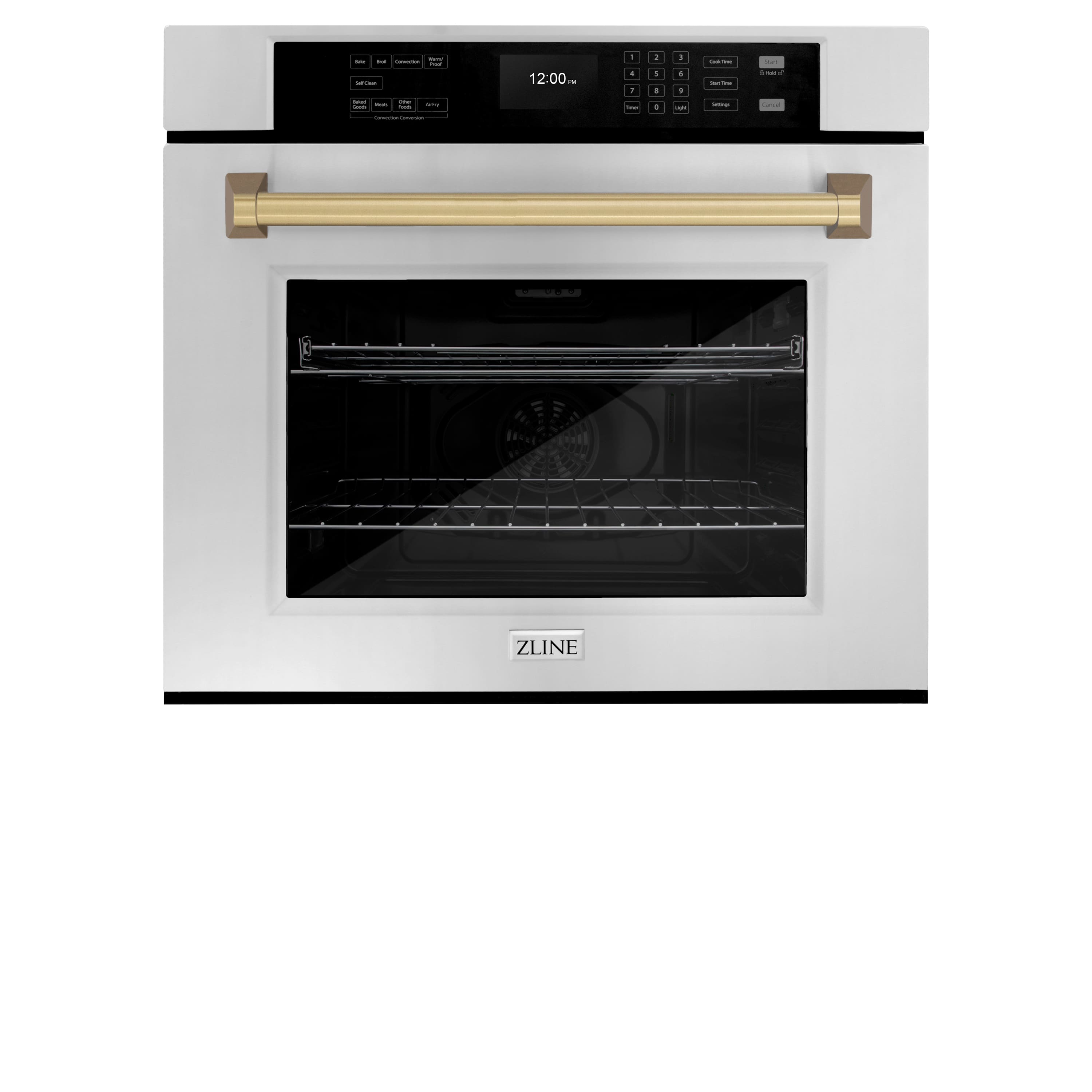 ZLINE - 30 in. Autograph Wall Oven w/ Air Fry and Self Clean w/ Champagne Bronze Handle - Stainless Steel