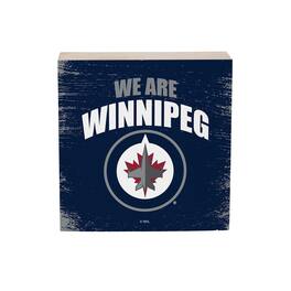 Evergreen Enterprises - Winnipeg Jets 6" Square Fan Chant Wood Block Shelf Sign - Multicolor
