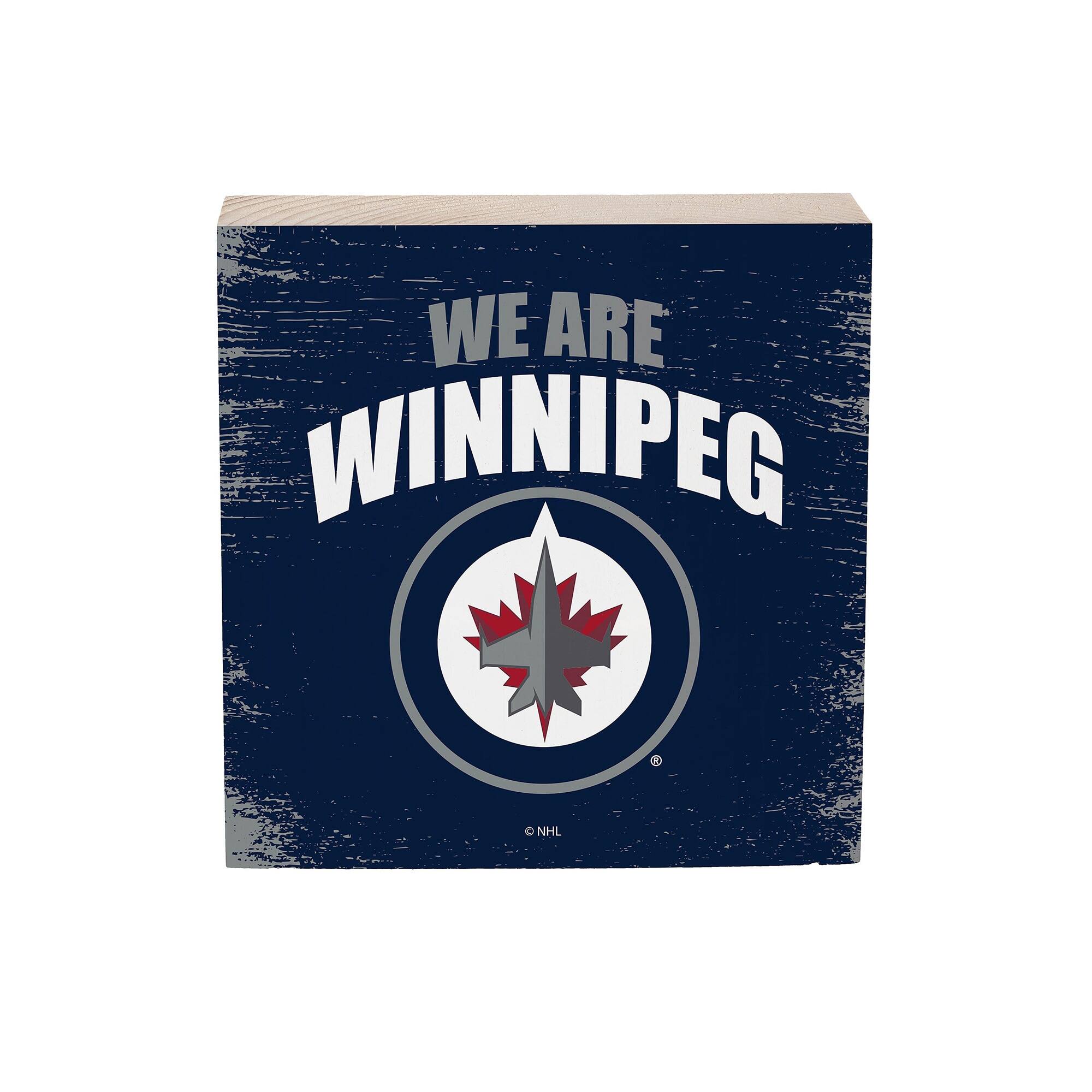 Winnipeg Jets 6" Square Fan Chant Wood Block Shelf Sign