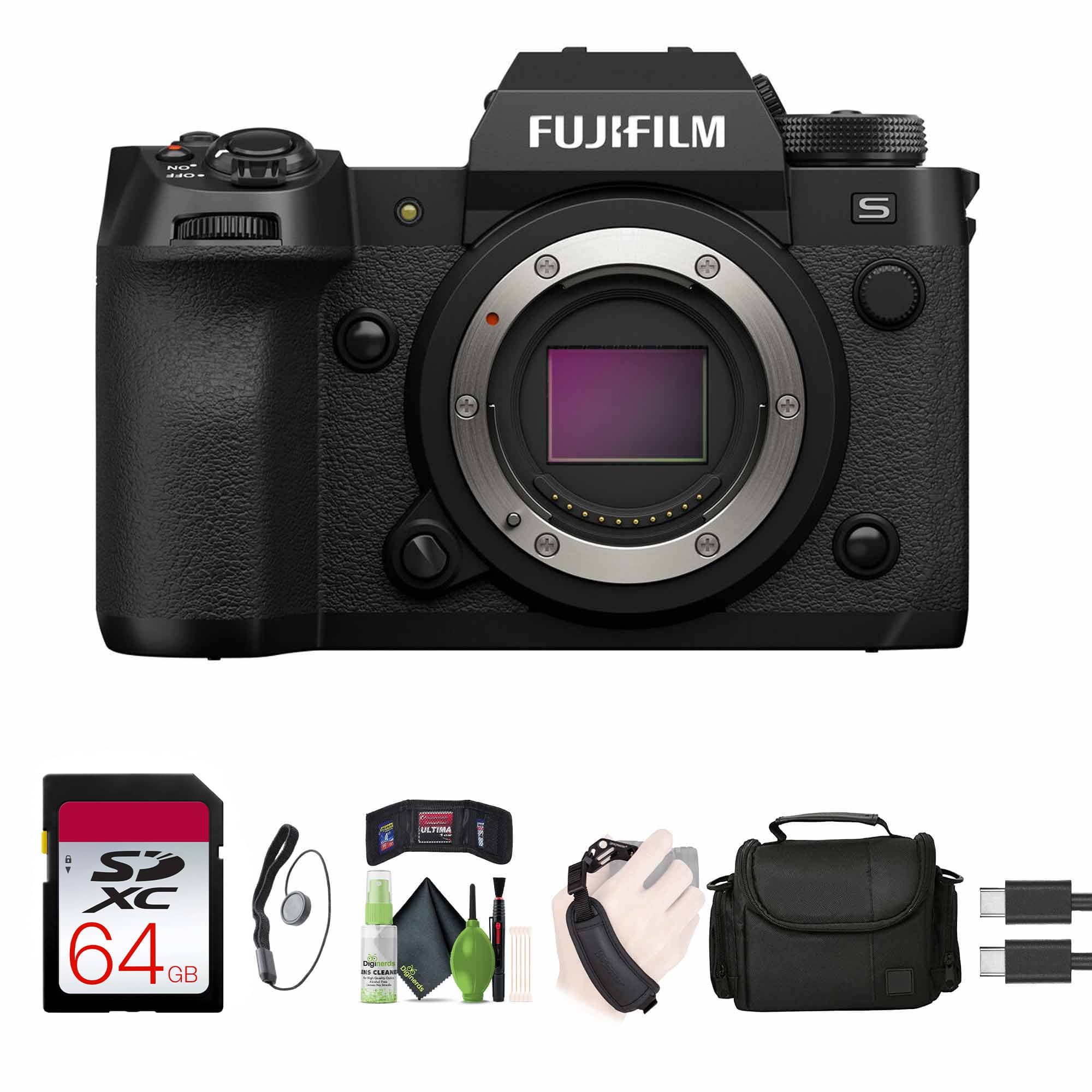 Fujifilm - X-H2S Mirrorless Camera, 64GB Memory Card, Lens Cap Keeper, Bundle