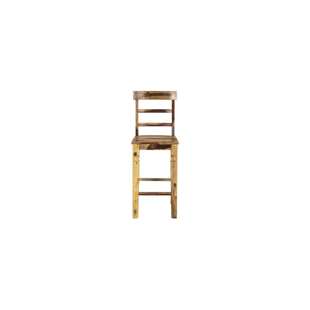Left. Porter Designs - Taos Solid Sheesham Wood Ladderback 30" Bar Height Bar Stool - Natural.
