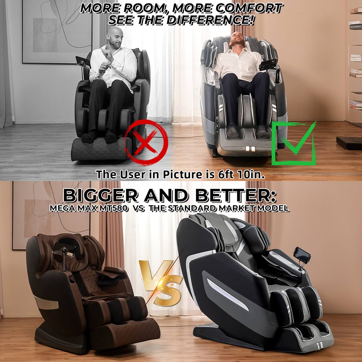 MassaMax Mega A580 the largest massage chair in the world (Fits