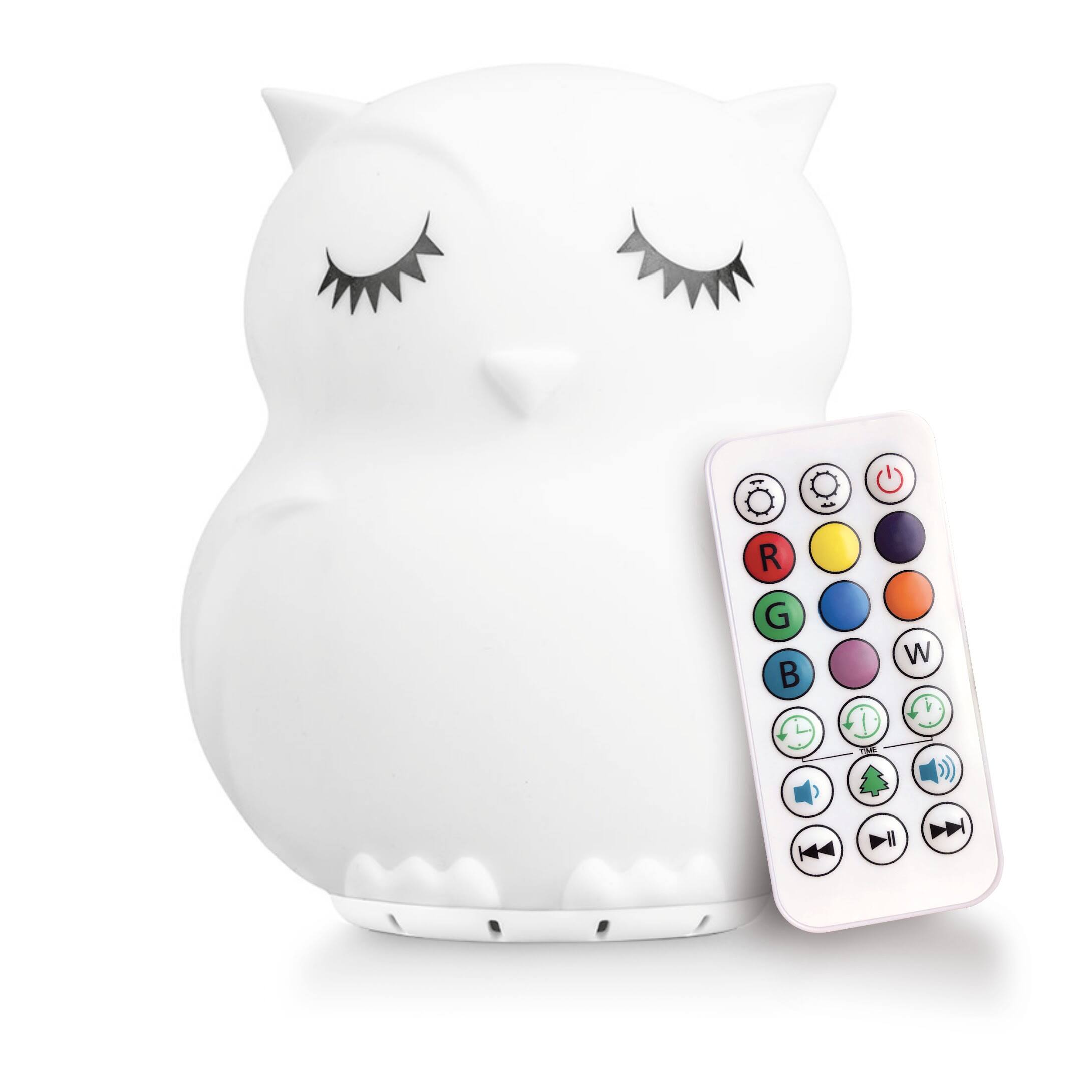 Front. LumiPets - LED Kids' Night Light Owl Bluetooth Lamp with Remote - White.