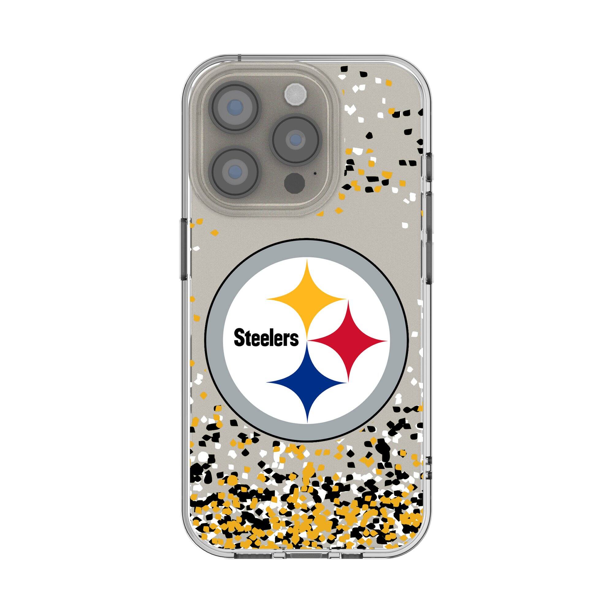 Front. Keyscaper - Pittsburgh Steelers iPhone Clear Case with Confetti Design - 15 - Multicolor.