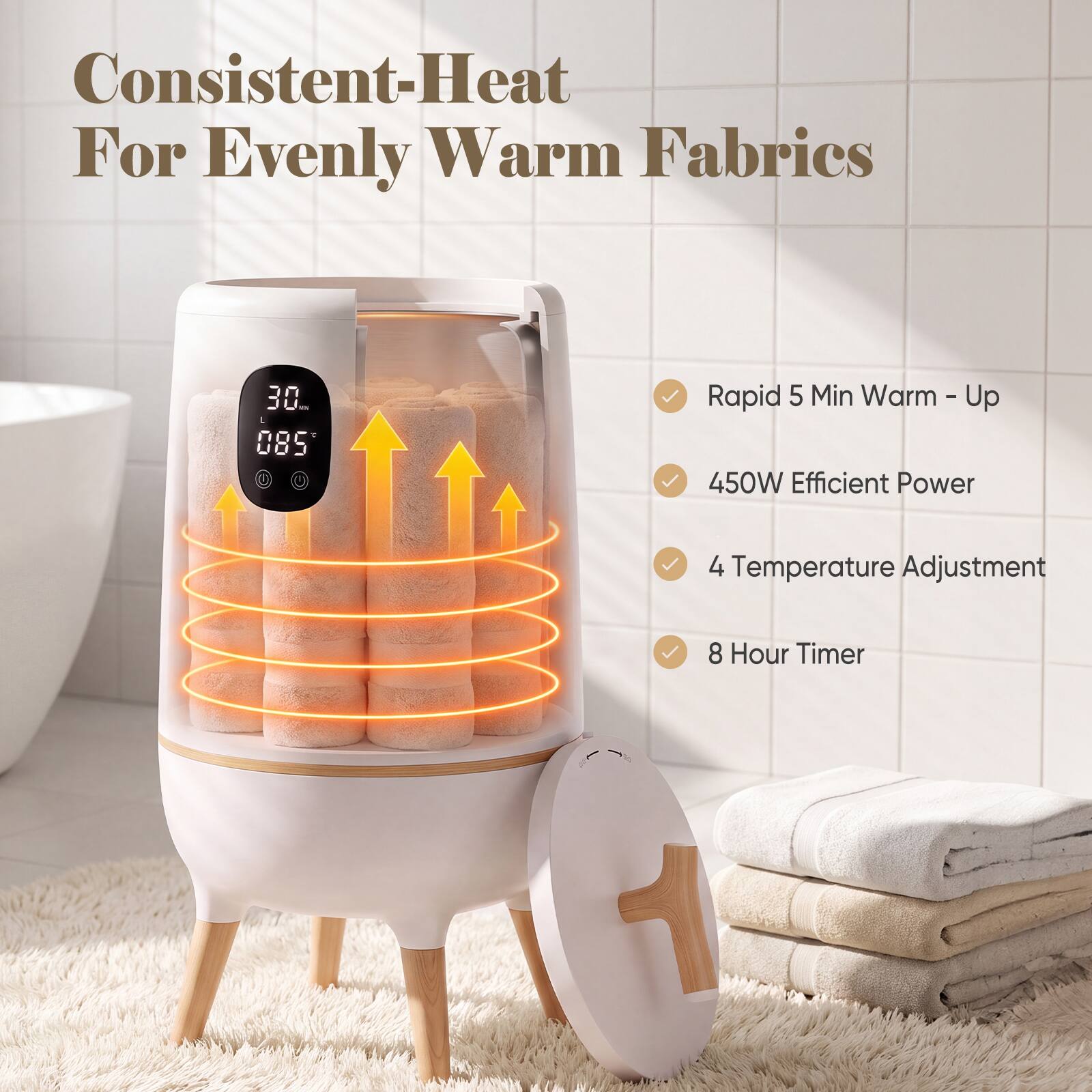Consistent-Heat For Evenly Warm Fabrics

30ml 280

Rapid 5 Min Warm-Up 450W Efficient Power

4 Temperature Adjustment

8 Hour Timer