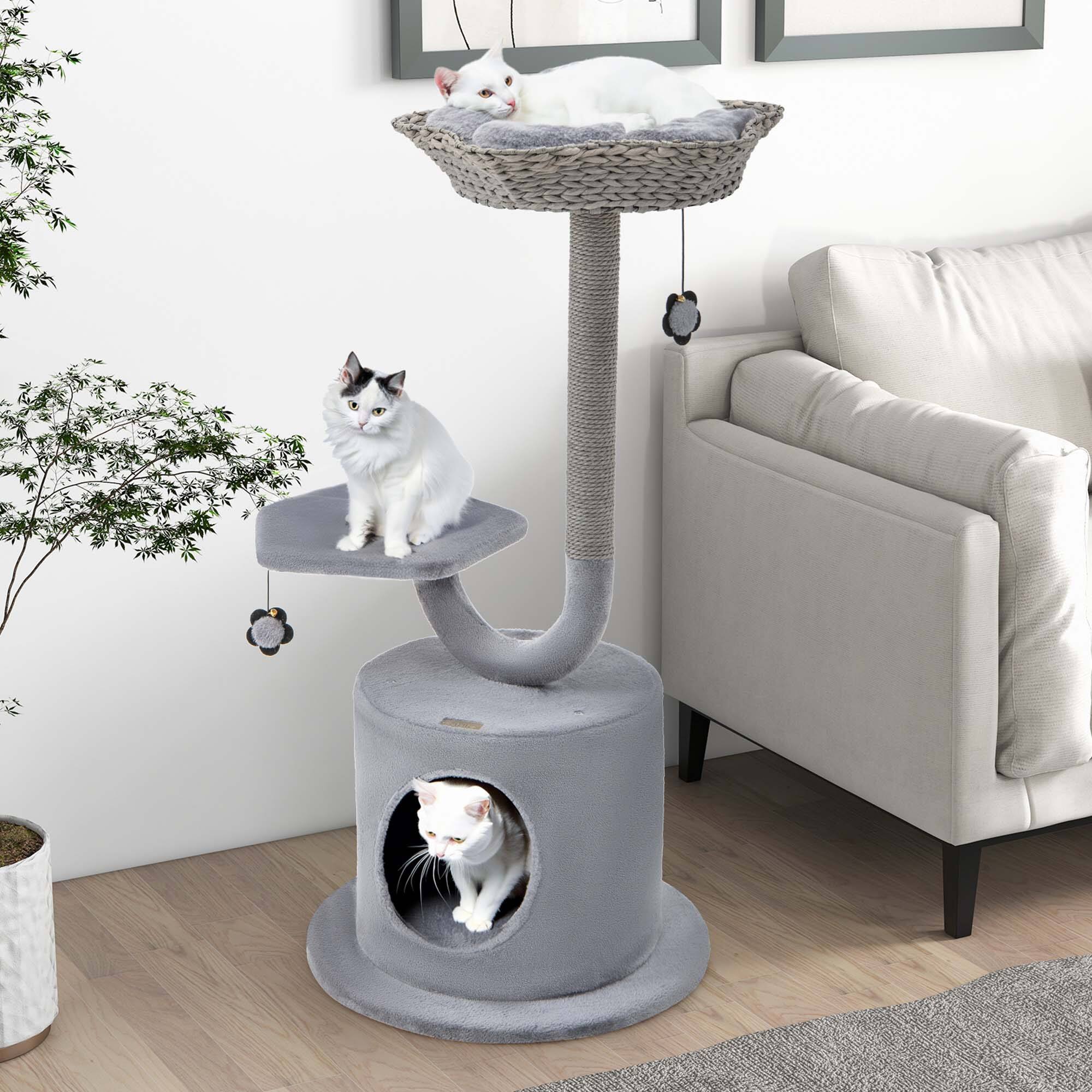 Alt View 2. Costway - Costway 42" Cat Tree Tower 3-Layer Activity Center with Scratching Post Condo & 2 Perches - Gray.