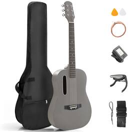 Winado - 38 Inch Steel-String Acoustic Guitar Kit for Beginners Includes Picks,Extra Strings,Capo,Gig Bag,Strap & Wrench - Gray