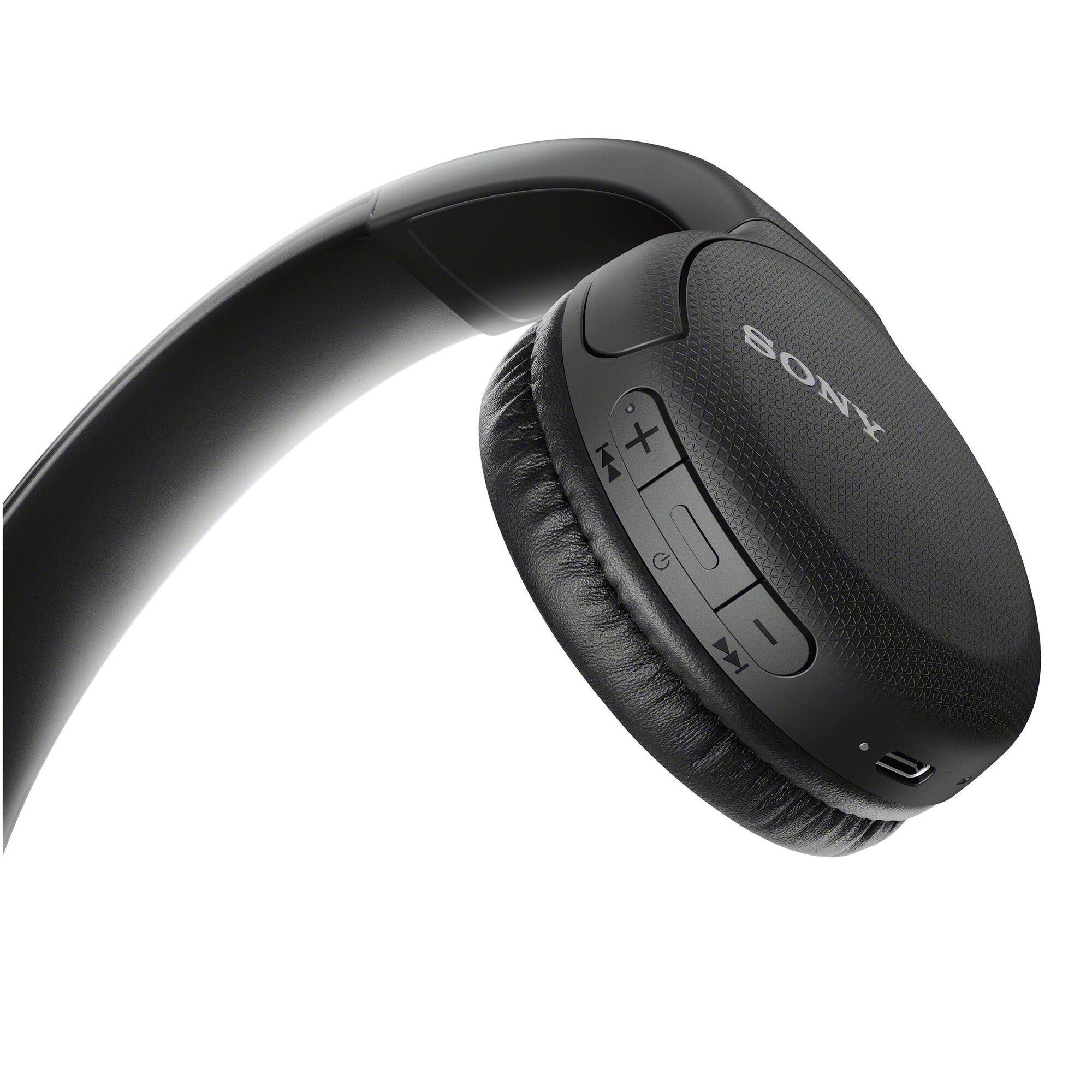 Back. Sony - Sony WH-CH510 Wireless On-Ear Headphones (Black) with Hardshell Case Bundle - Black.