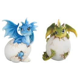 FC Design - 2-PC Set 5"H Cute Dragon Eggs Figurine Statue Office/Computer Desk Tabletop Medieval Gaming Home Decor Gift - Multi-Color