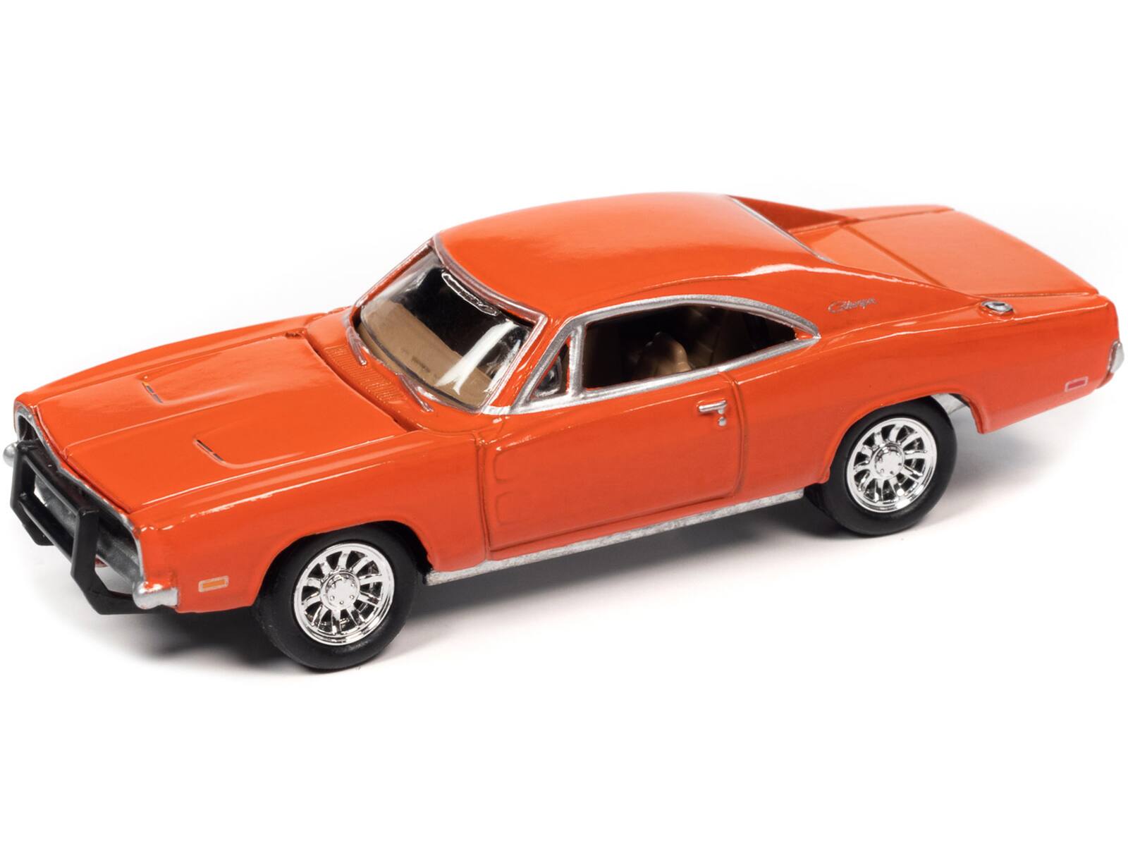 Angle. Johnny Lightning - 1969 Dodge Charger R/T Orange "Country Charger" 1/64 Diecast Model Car by Johnny Lightning - Orange.