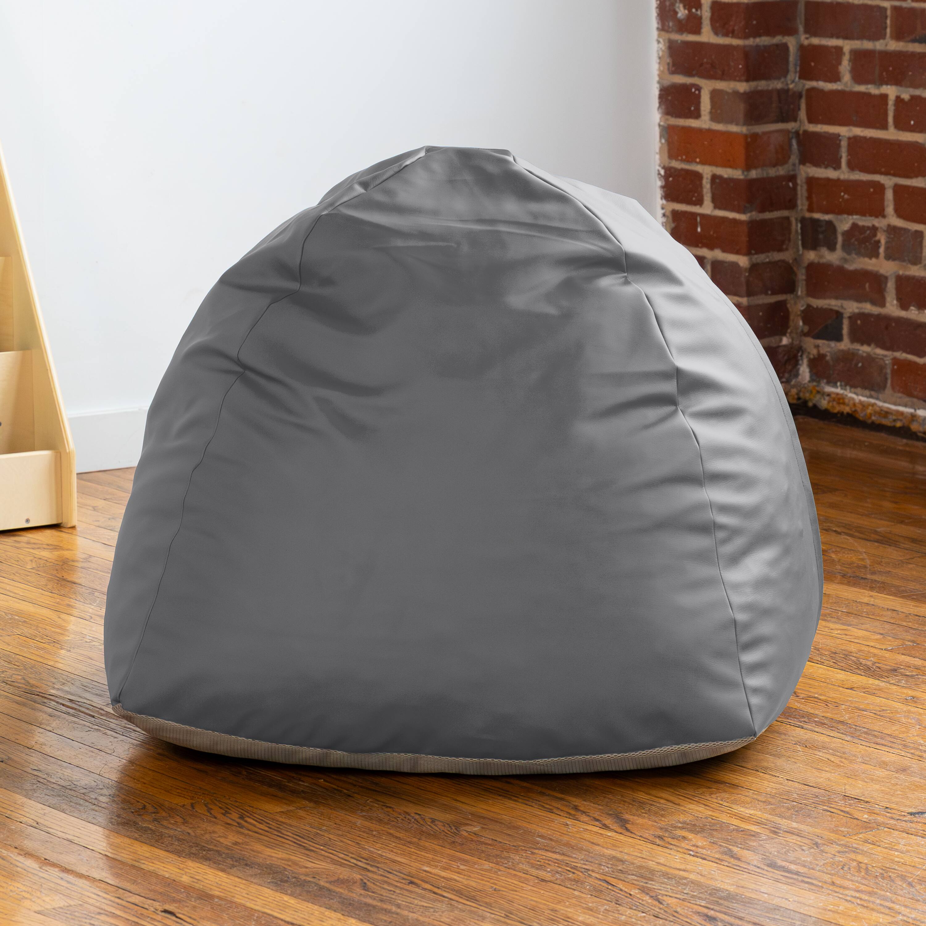 Alt View 1. Jaxx - Jaxx Gumdrop Jr. Kids Bean Bag for Early Childhood & Educational Environments, Premium Vinyl - Charcoal - Charcoal.