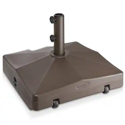 Front. Casafield - Fillable Mobile Umbrella Base Stand w/ Wheels for Patio - Lawn - Deck - Brown.