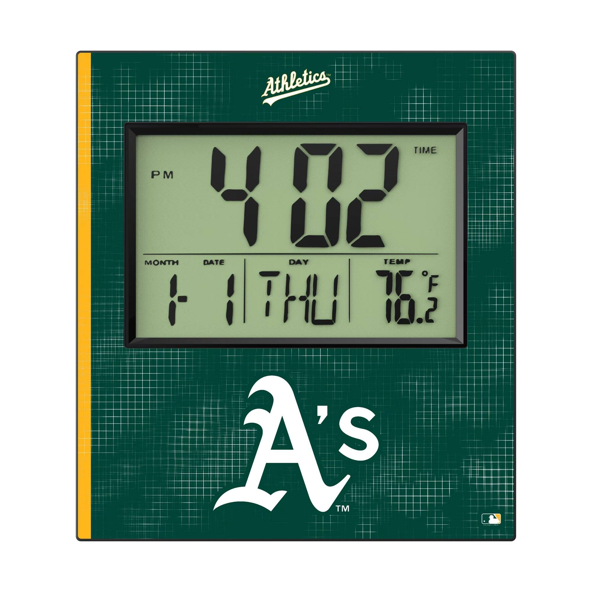 Athletics TIME PM 4:02 MONTH DATE DAY TEMP F 1 1 THU 76.2 A's TM