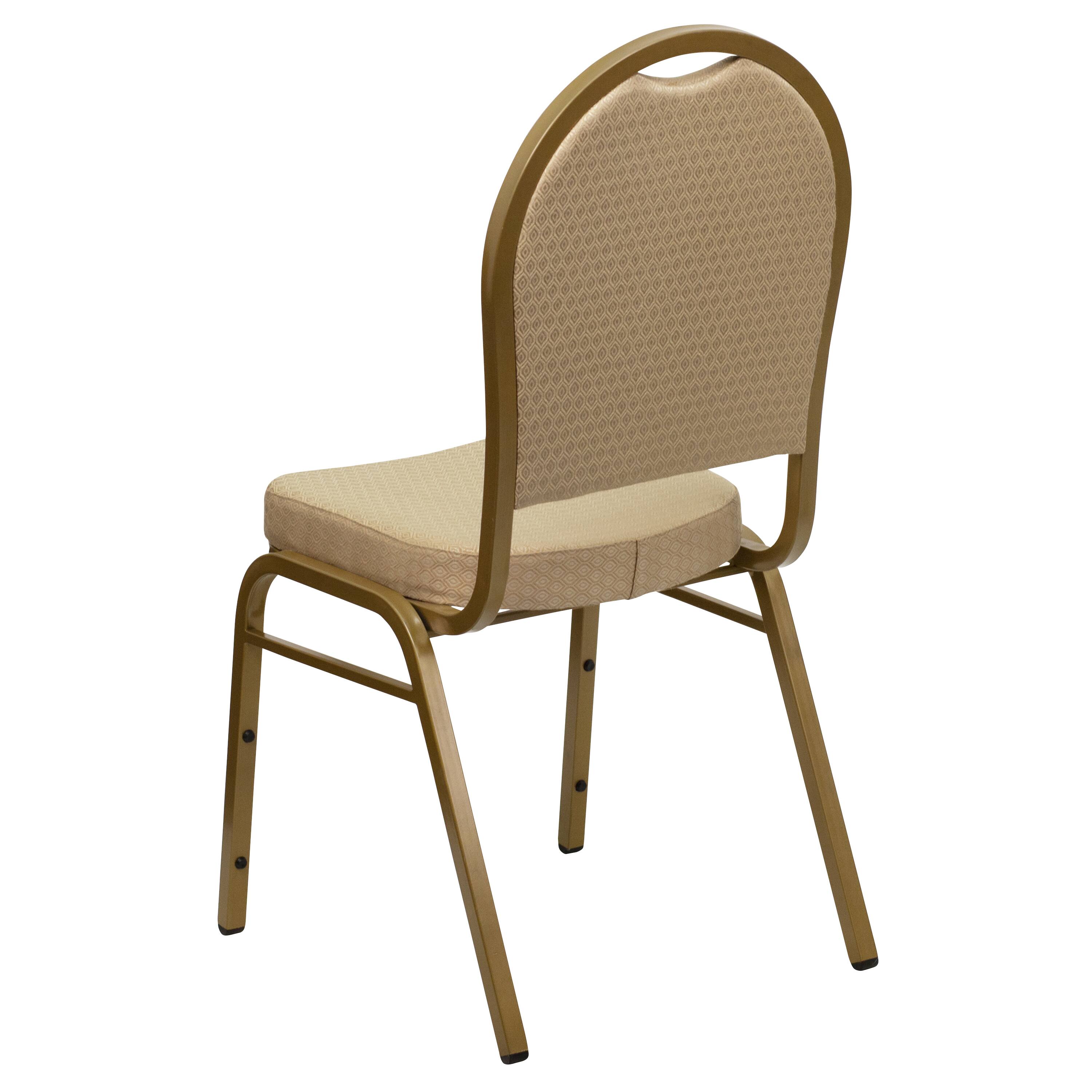 Alt View 5. Emma + Oliver - Dome Back Stacking Banquet Dining Chair - Beige Patterned Fabric/Gold Frame.