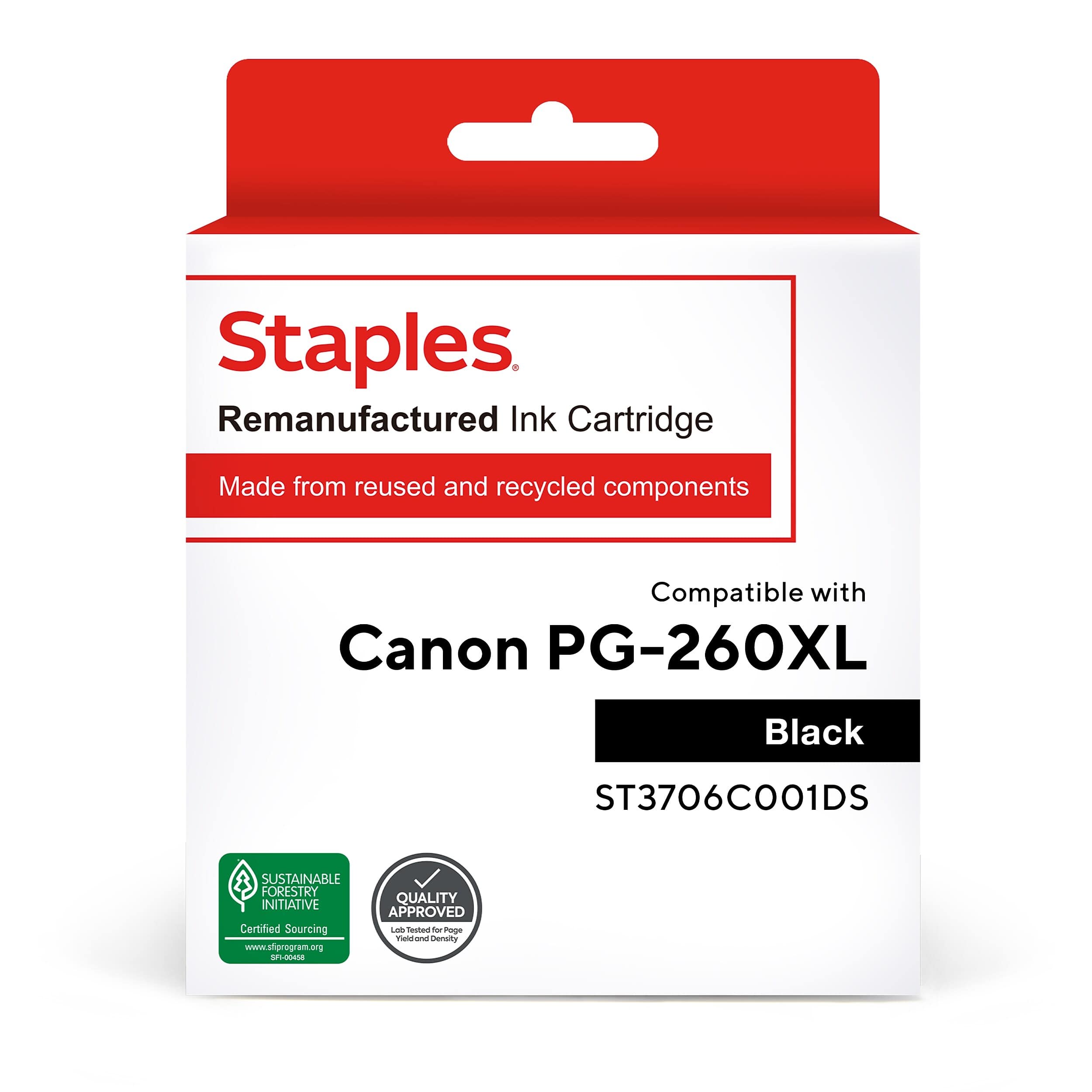 Staples - Remanufactured High Yield Ink Cartridge Replacement for Canon PG-260 XL (TR3706C001DS/ST3706C001DS) - Black price history on PriceWatchPro
