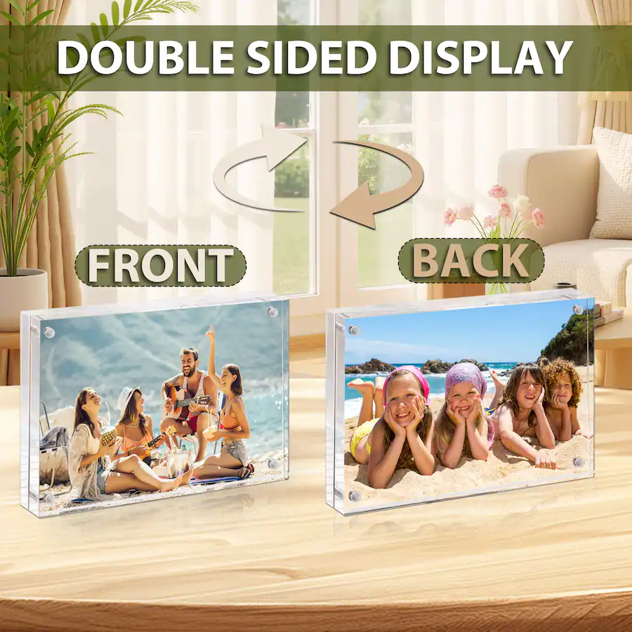 Display Frame Options BP4U 8.5x11 Inch Tabletop Acrylic Picture Frame, 12+12MM Double Sided ...