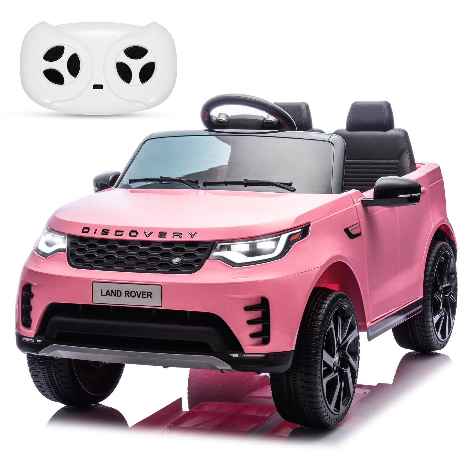 GARVEE - 12V Licensed Land Rover Kids Electric Car, 2-Seater Ride-On SUV w/Remote Control, LED Lights & Music - Pink