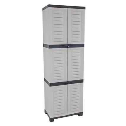 Front. Sunnydaze - Lockable Storage Cabinet with 4 Adjustable Shelves - 72" - Gray.