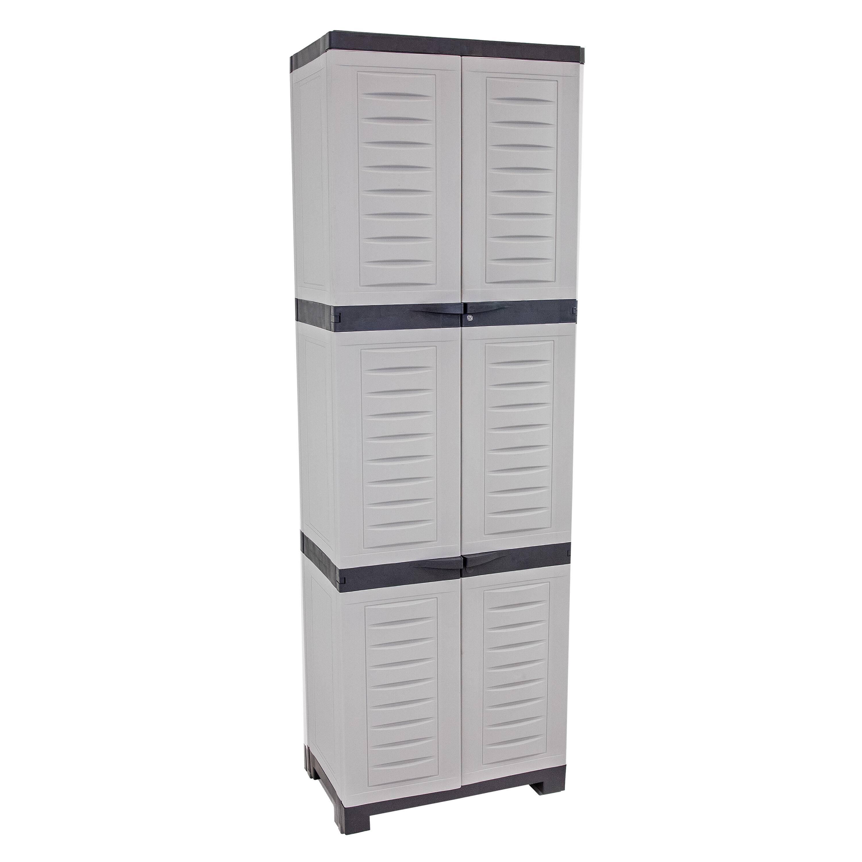 Front. Sunnydaze - Lockable Storage Cabinet with 4 Adjustable Shelves - 72" - Gray.