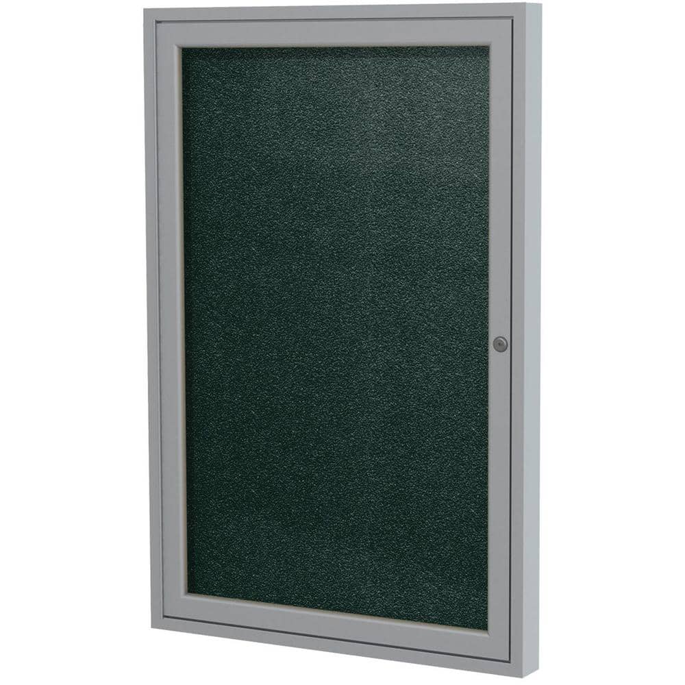 Ghent - 1 Door Enclosed Vinyl Bulletin Board with Satin Frame, 36"H x 30"W, Ebony - Brown