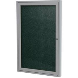 Ghent - 36"x24" 1-Door Satin Aluminum Frame Enclosed Vinyl Bulletin Board - Ebony