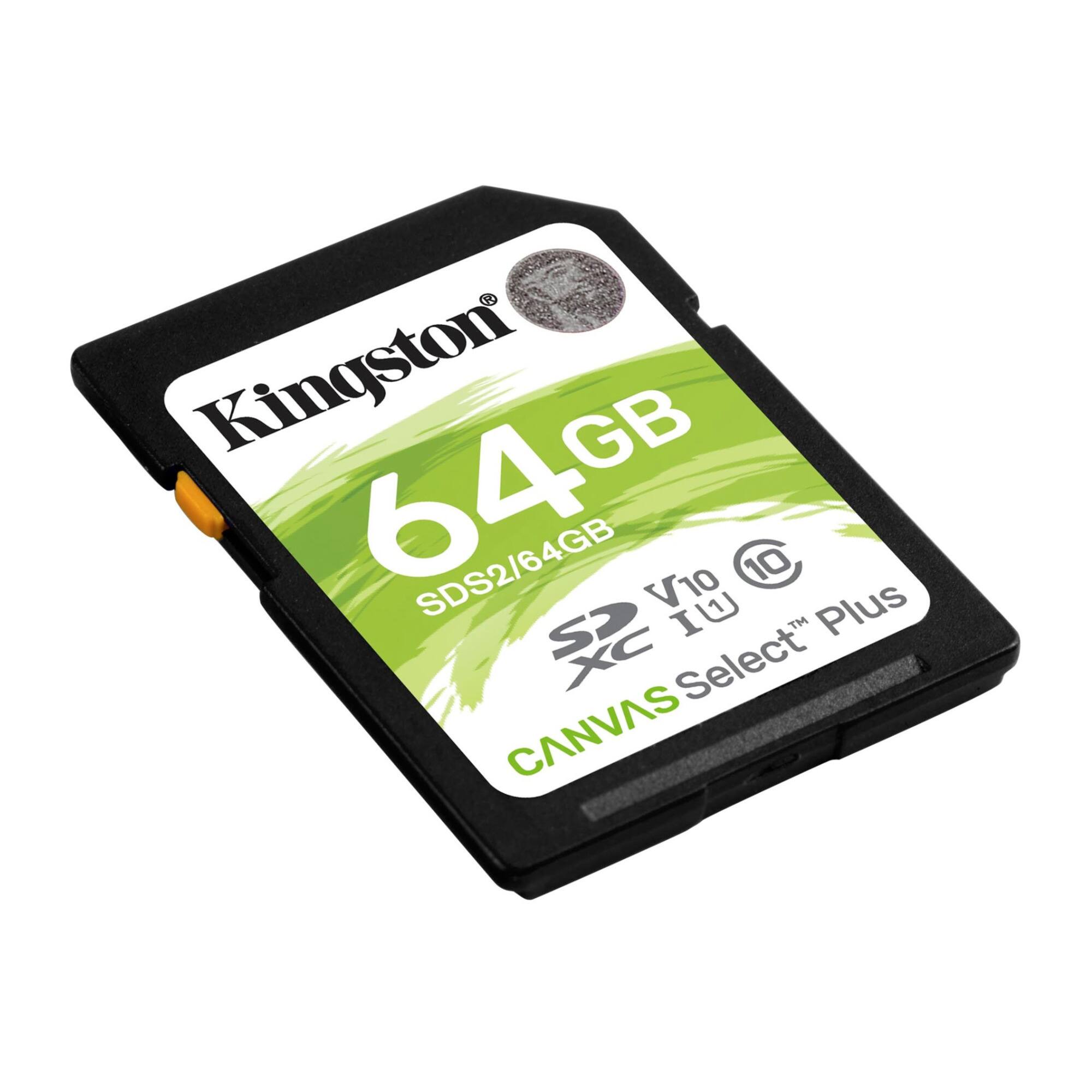 Kingston  
64GB  
SDS2/64GB  
SDXC  
V10  
100MB/s  
CANVAS Select Plus